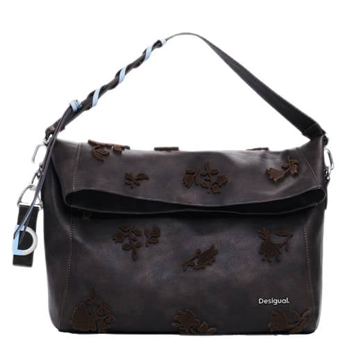 Desigual schoudertas met bloemen donkerbruin afbeelding
