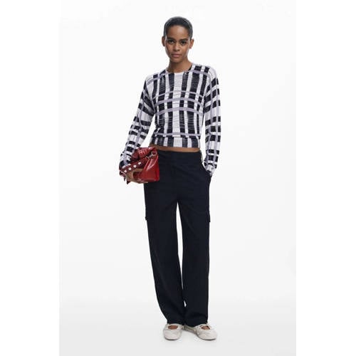 Desigual straight low waist cargo broek zwart afbeelding