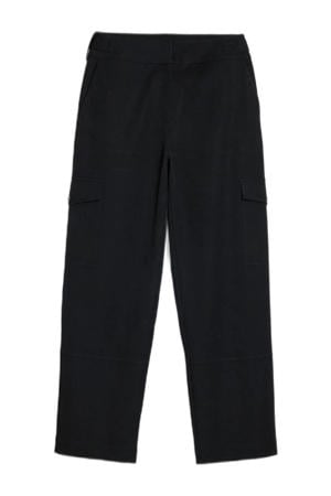 straight low waist cargobroek zwart