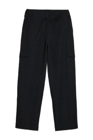 straight low waist cargobroek zwart