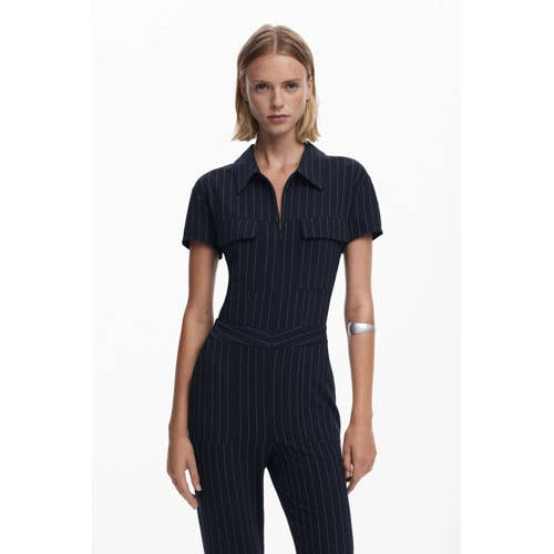 Desigual jumpsuit met krijtstreep donkerblauw afbeelding