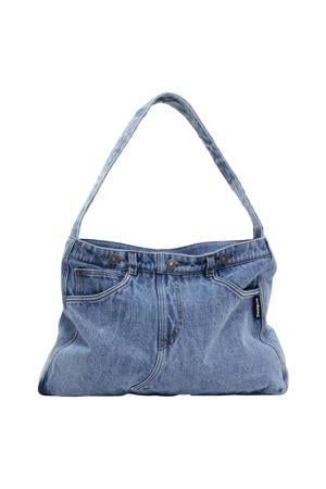denim schoudertas blauw