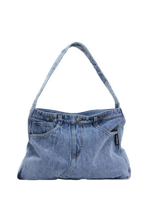 denim schoudertas blauw