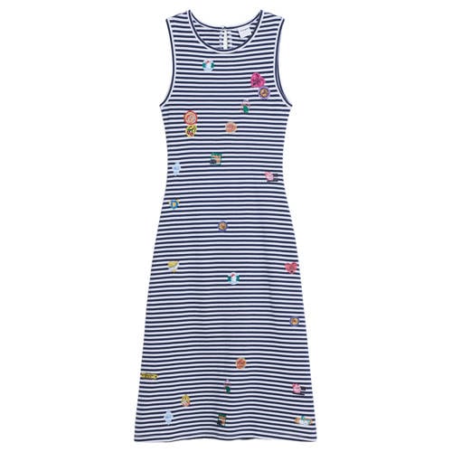 Desigual gestreepte midi jurk blauw afbeelding