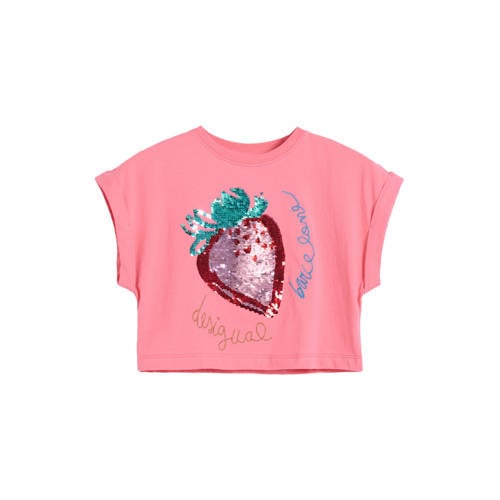 Desigual T-shirt roze met pailletten afbeelding