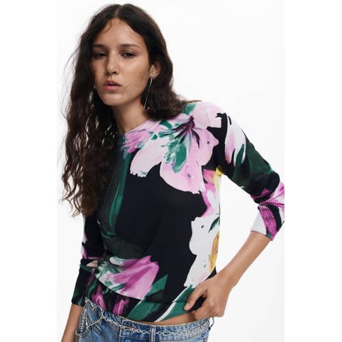 Desigual gebloemde sweater zwart afbeelding