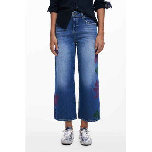 Desigual high waist cropped jeans medium blue denim afbeelding