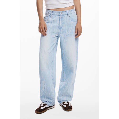 Desigual low waist baggy jeans light blue denim afbeelding