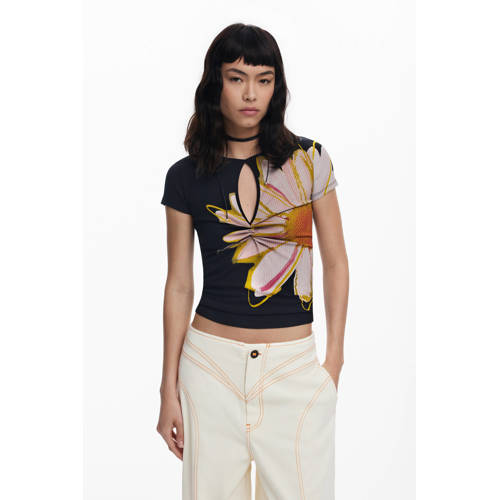 Desigual gebloemde T-shirt zwart afbeelding