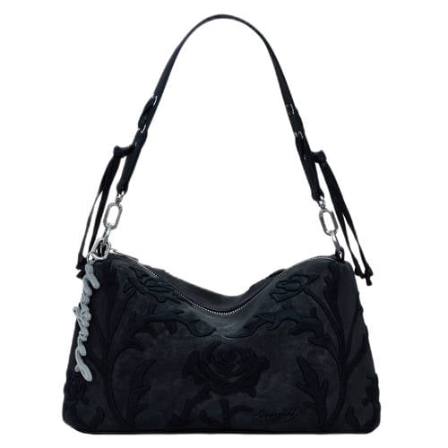 Desigual schoudertas met bloemen zwart afbeelding