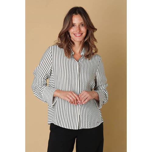 Ivy Beau gestreepte blouse wit afbeelding