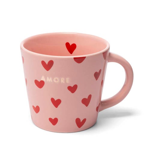 Vondels cappuccino mok hearts AMORE pink (250 ml) afbeelding