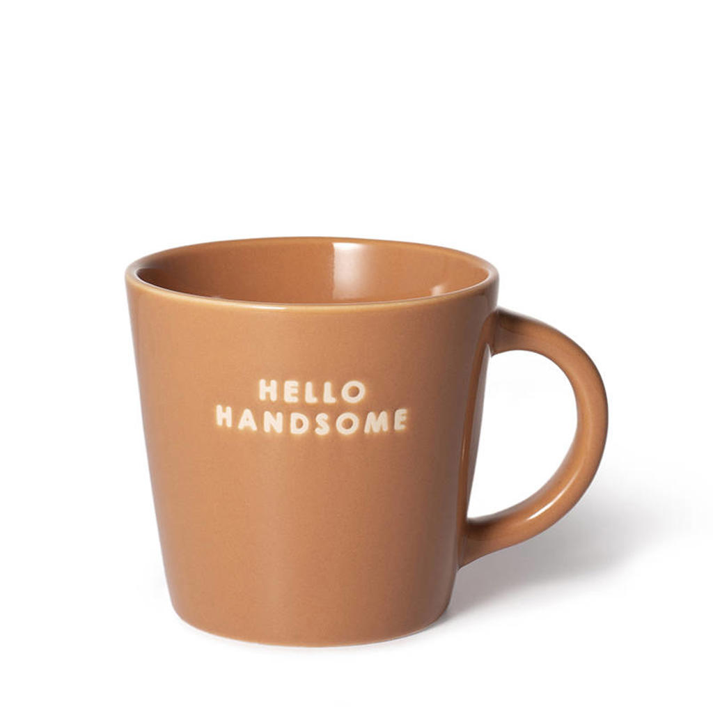 Vondels cappuccino mok HELLO HANDSOME terracotta (250 ml)