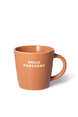 cappuccino mok HELLO HANDSOME terracotta (250 ml)
