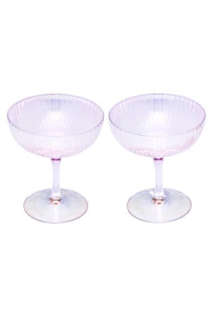champagne coupe glas ripple transparant (set van 2)