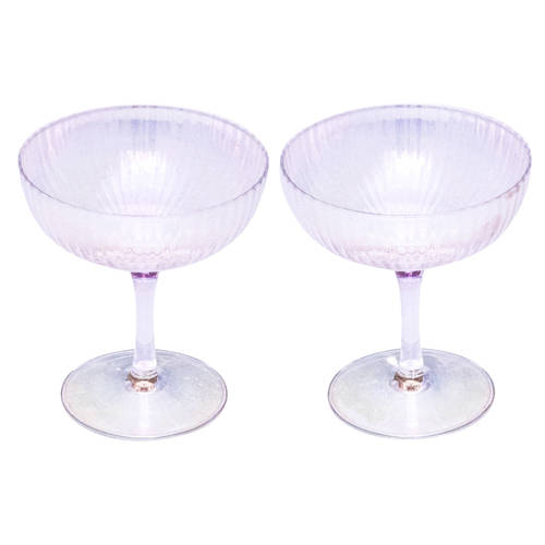 Vondels champagne coupe glas ripple transparant (set van 2) afbeelding