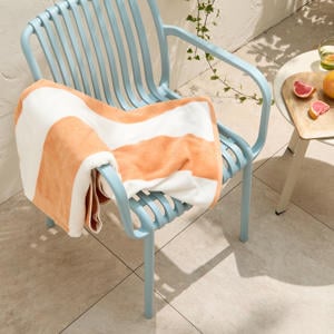 strandlaken Bold Stripe - oranje (velours) (180x100 cm)