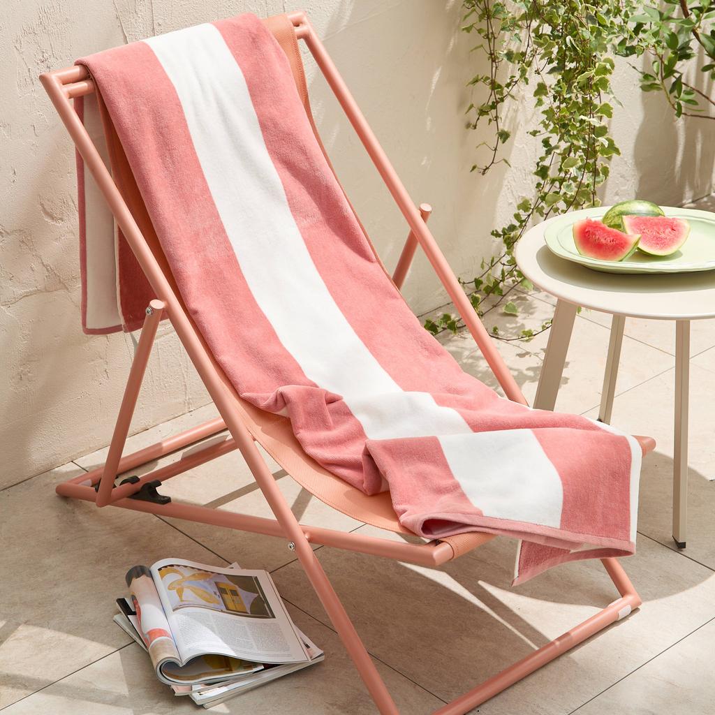 BEACHWAVE strandlaken Bold Stripe - roze (velours) (180x100 cm)