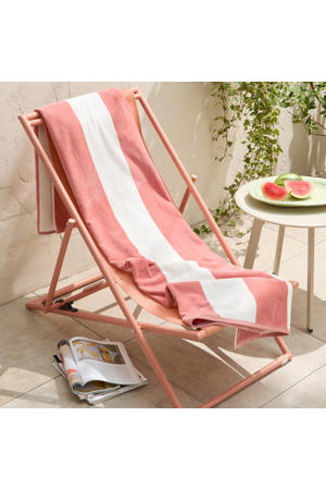 strandlaken Bold Stripe - roze (velours) (180x100 cm)