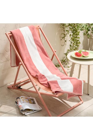 strandlaken Bold Stripe - roze (velours) (180x100 cm)
