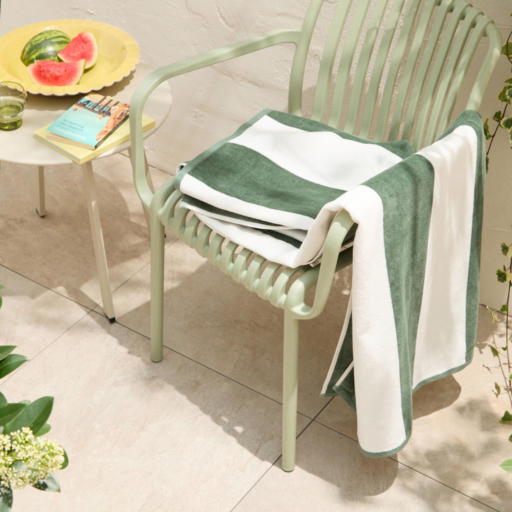 BEACHWAVE strandlaken Bold Stripe - donkergroen (velours) (180x100 cm)