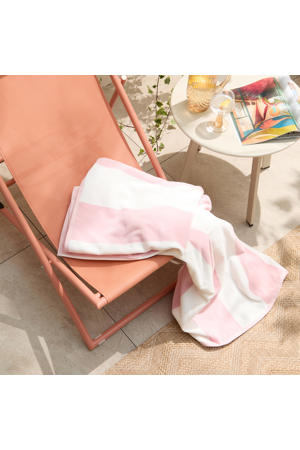 strandlaken Bold Stripe - lichtroze (velours) (180x100 cm)
