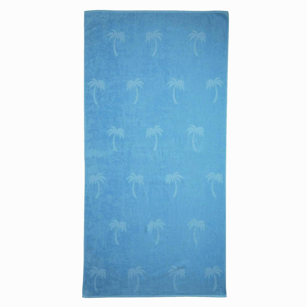 BEACHWAVE strandlaken Palm - lichtblauw (velours) (200x100 cm)