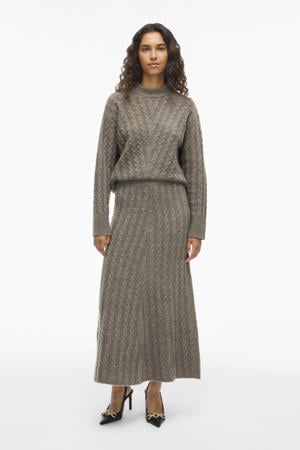 midi rok met kabels taupe