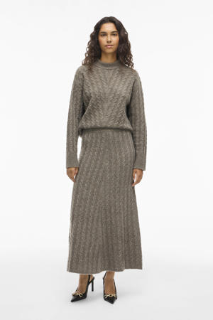 midi rok met kabels taupe