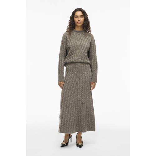 VILA midi rok met kabels taupe afbeelding