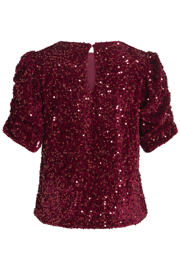 thumbnail: VILA glitter top donkerrood met pailletten