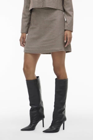geruite mini rok beige