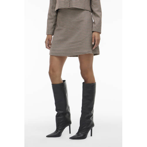 VILA geruite mini rok beige afbeelding