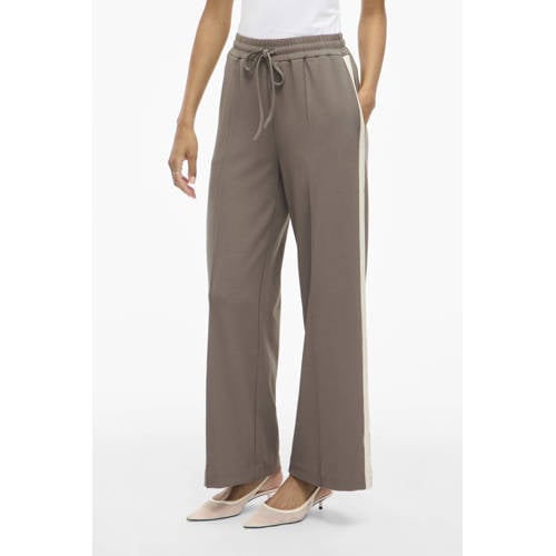 VILA wide leg high waist casual broek taupe afbeelding