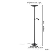 thumbnail: EGLO Conivarino Vloerlamp - Leeslamp - LED - 170 cm - Zwart - Dimbaar