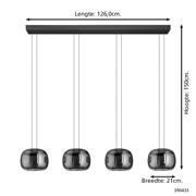 thumbnail: EGLO Hortunas Hanglamp - LED - 126 cm - Zwart/Smoke glas - Dimbaar