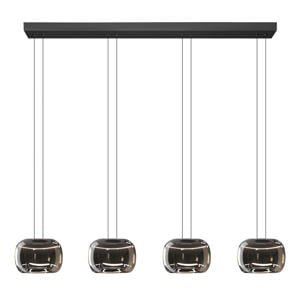 Hortunas Hanglamp - LED - 126 cm - Zwart/Smoke glas - Dimbaar
