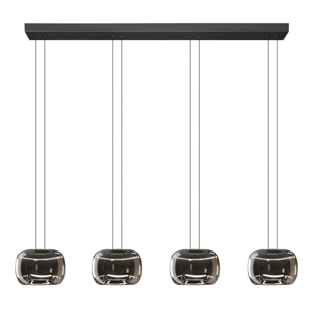 EGLO Hortunas Hanglamp - LED - 126 cm - Zwart/Smoke glas - Dimbaar