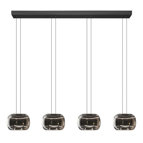 EGLO Hortunas Hanglamp - LED - 126 cm - Zwart/Smoke glas - Dimbaar afbeelding