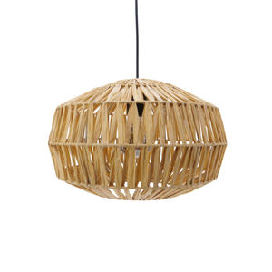 Sheldon Hanglamp - E27 - Ø 38 cm - Zwart/Natuurlijk/Bruin - Papier