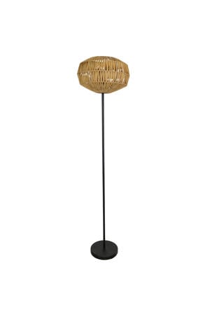 Sheldon Vloerlamp - E27 - 153,5 cm - Zwart/Natuurlijk/Bruin - Papier