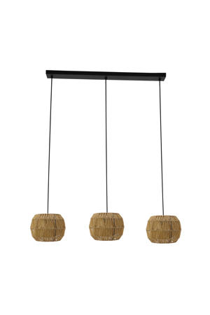 Sheldon Hanglamp - E27 - 91 cm - Zwart/Natuurlijk/Bruin - Papier 