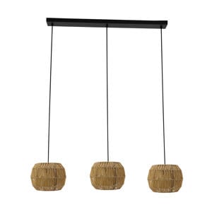 Sheldon Hanglamp - E27 - 91 cm - Zwart/Natuurlijk/Bruin - Papier