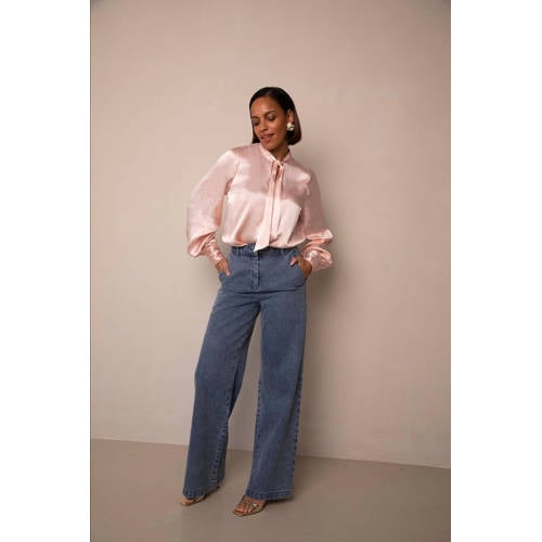 Freebird satijnen blouse oudroze afbeelding