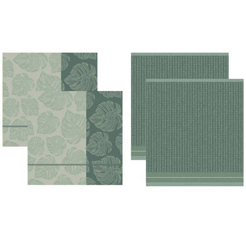 Wehkamp DDDDD Monstera thee-/keukendoek (set van 4) aanbieding