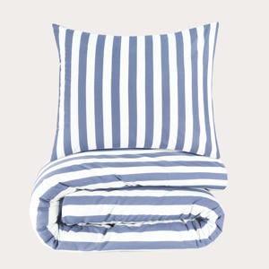 katoenen gestreepte kinderdekbedovertrek 120x150 cm - blauw