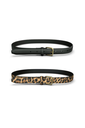 riem PCOLINE - zwart/panterprint (set van 2)