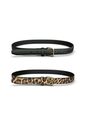 riem PCOLINE - zwart/panterprint (set van 2)