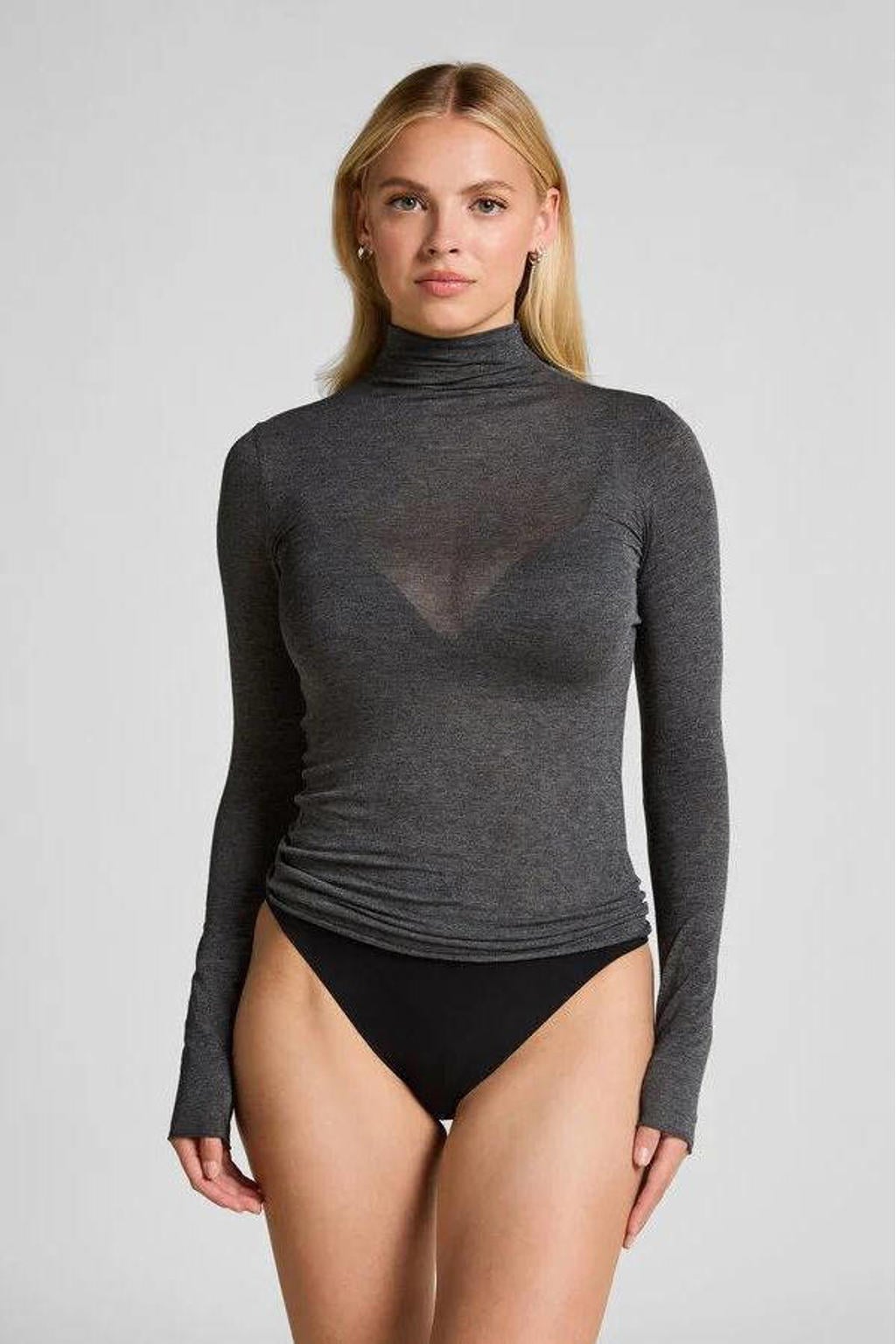 Hunkemöller Super Soft turtleneck loungetop met kasjmier donkergrijs