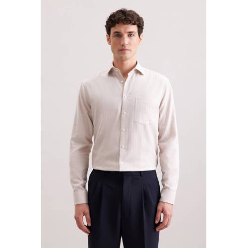 Seidensticker regular casual overhemd beige afbeelding